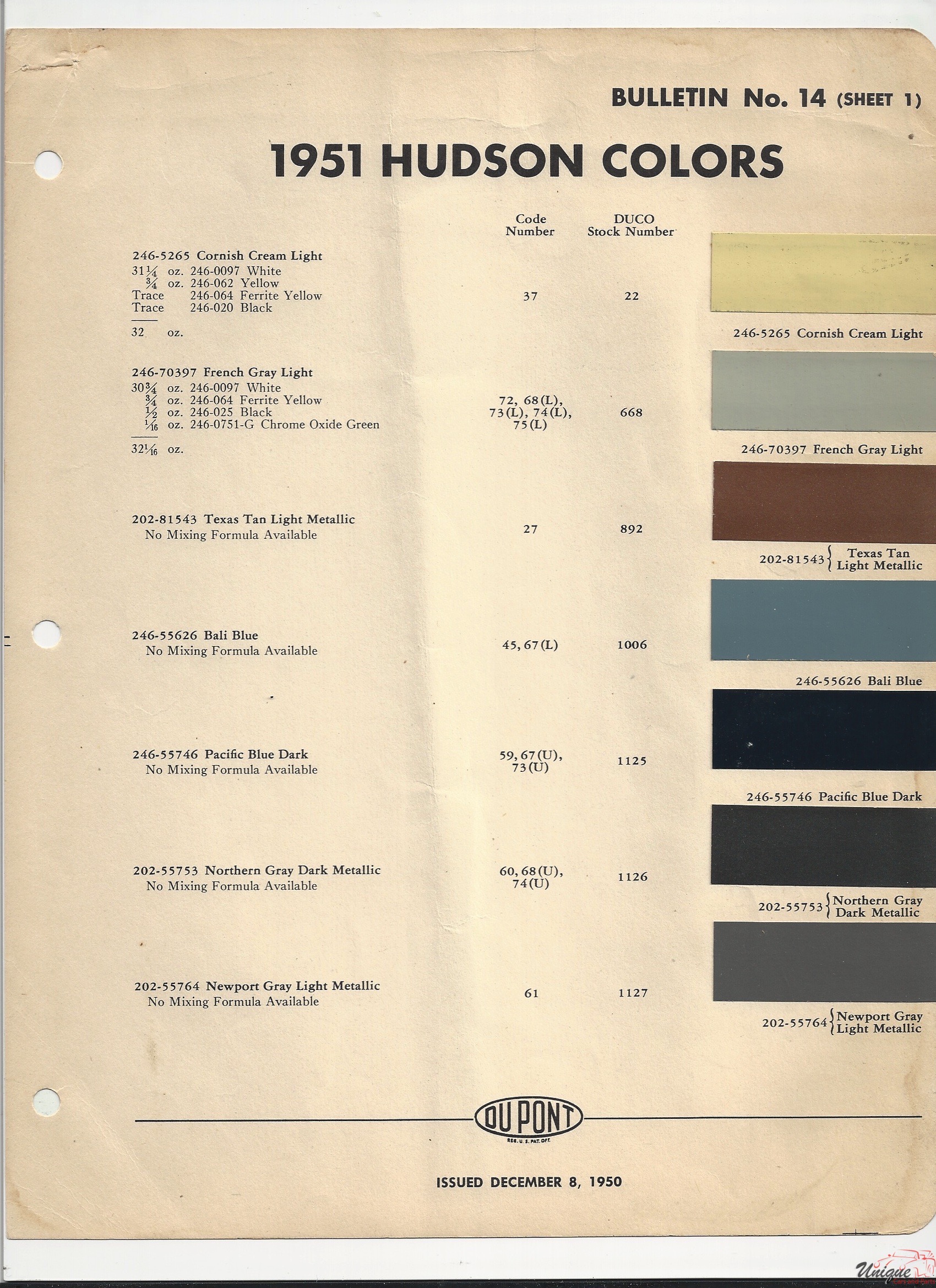 1951 Nash Hudson Paint Charts